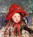 大きな赤い帽子をかぶった少女の母子 メアリー・カサット